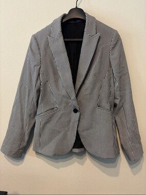 Express Houndstooth Single-Button Editor Blazer